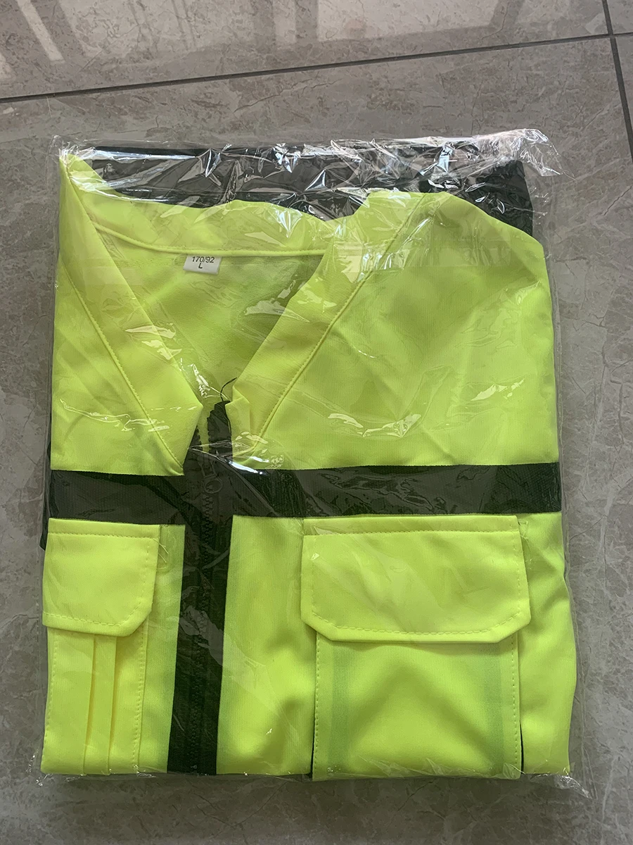 Reflective Safety Vest High Visibility with Zip Front Pockets Security Cycling Wear Jacket for Warehouse Large Size