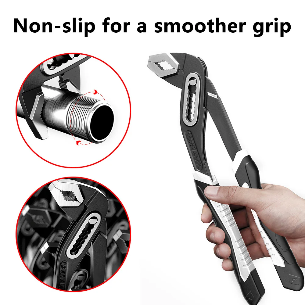 Pipe Wrench Heavy Duty Carbon Steel Adjustable Opening Water Pipe Clamp Pliers Hand Repair Tool for Plumber