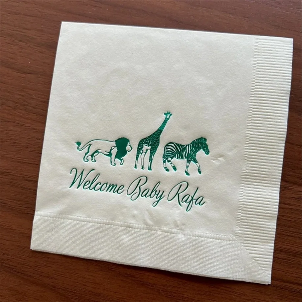 50PCS Zoo Animals Welcome Personalized Baby Shower Napkins, Safari Baby Shower, Zoo Baby Shower, Baby Zoo Animals