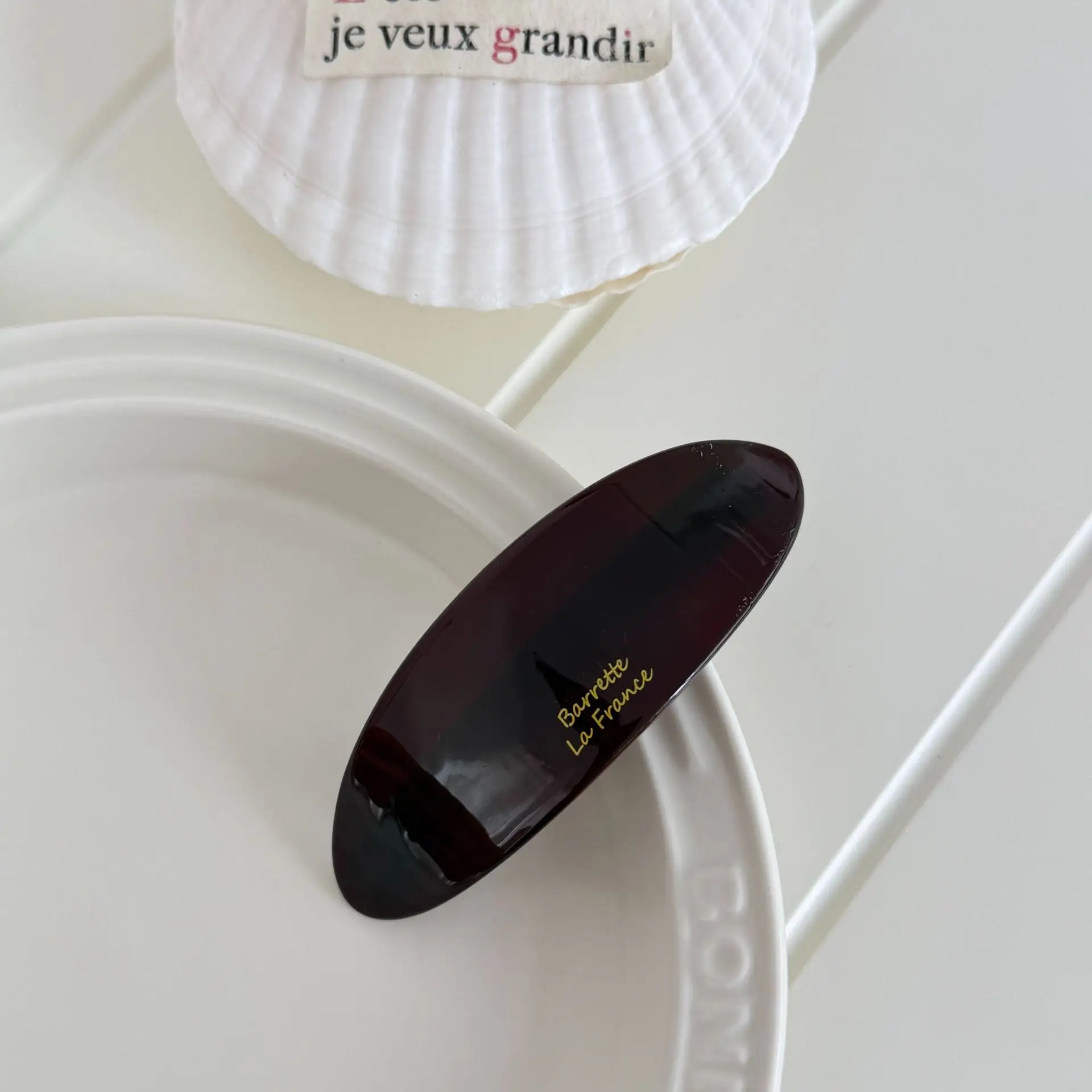 Gold Label Spring Clip Oval Large Size Iridescent Texture Solid Color Korean Simple Design Elegant Hair Accessory High Quality