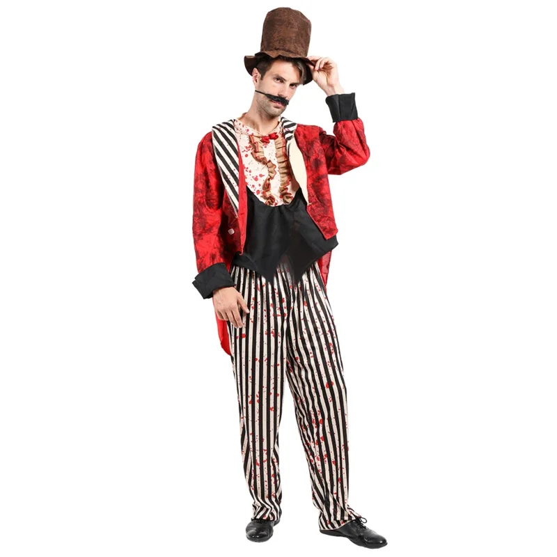 Adult Scary Animal Trainer Halloween Costume Men Bloody Circus Clown Carnival Cosplay Easter Purim Fancy Dress&J1