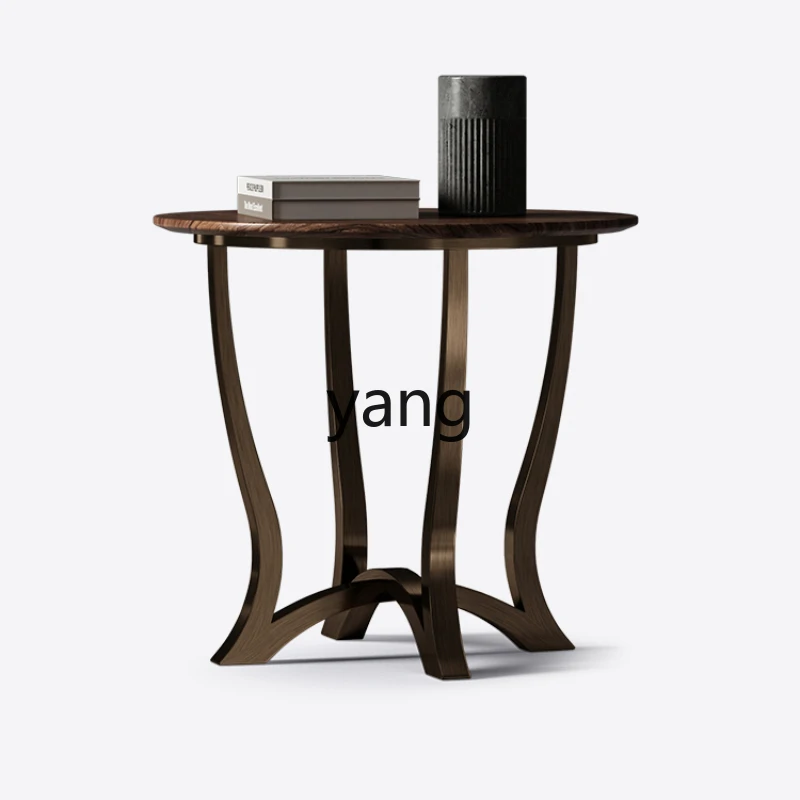 Yhl Marble Side Table Villa Home Flat Living Room Luxury Black Walnut Small round Corner Table