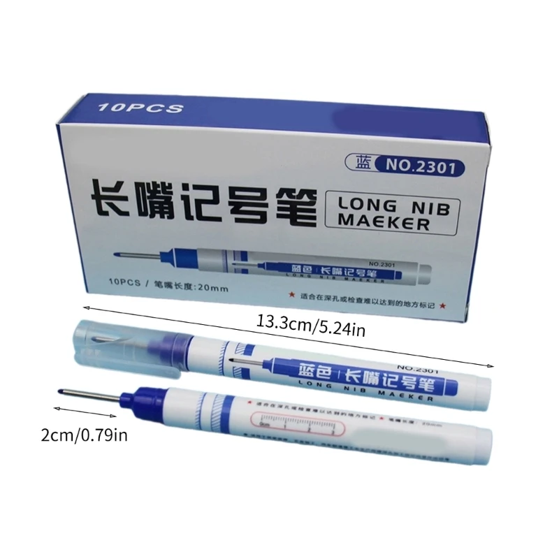 10 Chiếc Lỗ Sâu Thợ Mộc Bút Dài 20Mm Đầu Thợ Mộc Bút Đánh Dấu Gỗ Mark Dụng Cụ Đầu Dài Lỗ Sâu Bút Đánh Dấu