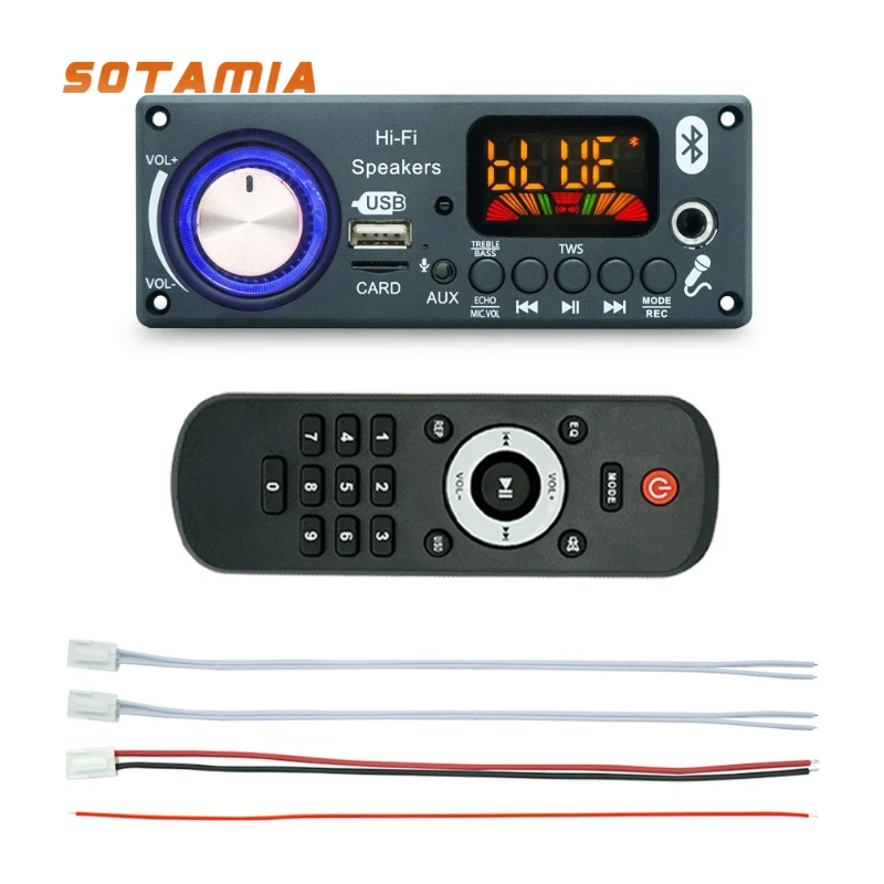 

SOTAMIA Bluetooth Mp3 плата декодирования плата усилителя мощности 100 Вт * 2 TPA3116 чип Bluetooth модуль подключенный к микрофону