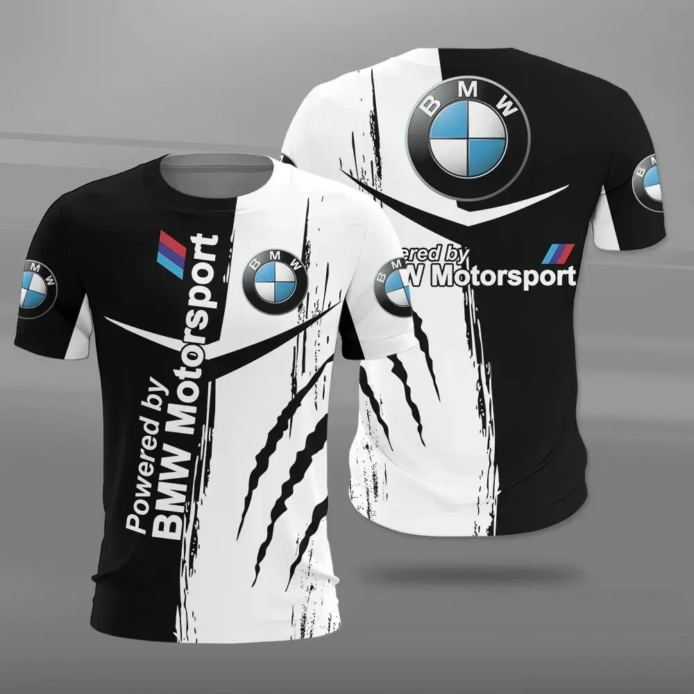 

Comfortable Breathable Short Sleeves BMW Riding Sport Shirts New Style Round Neck 3D Printed Pattern Trendy Casual T-shirts