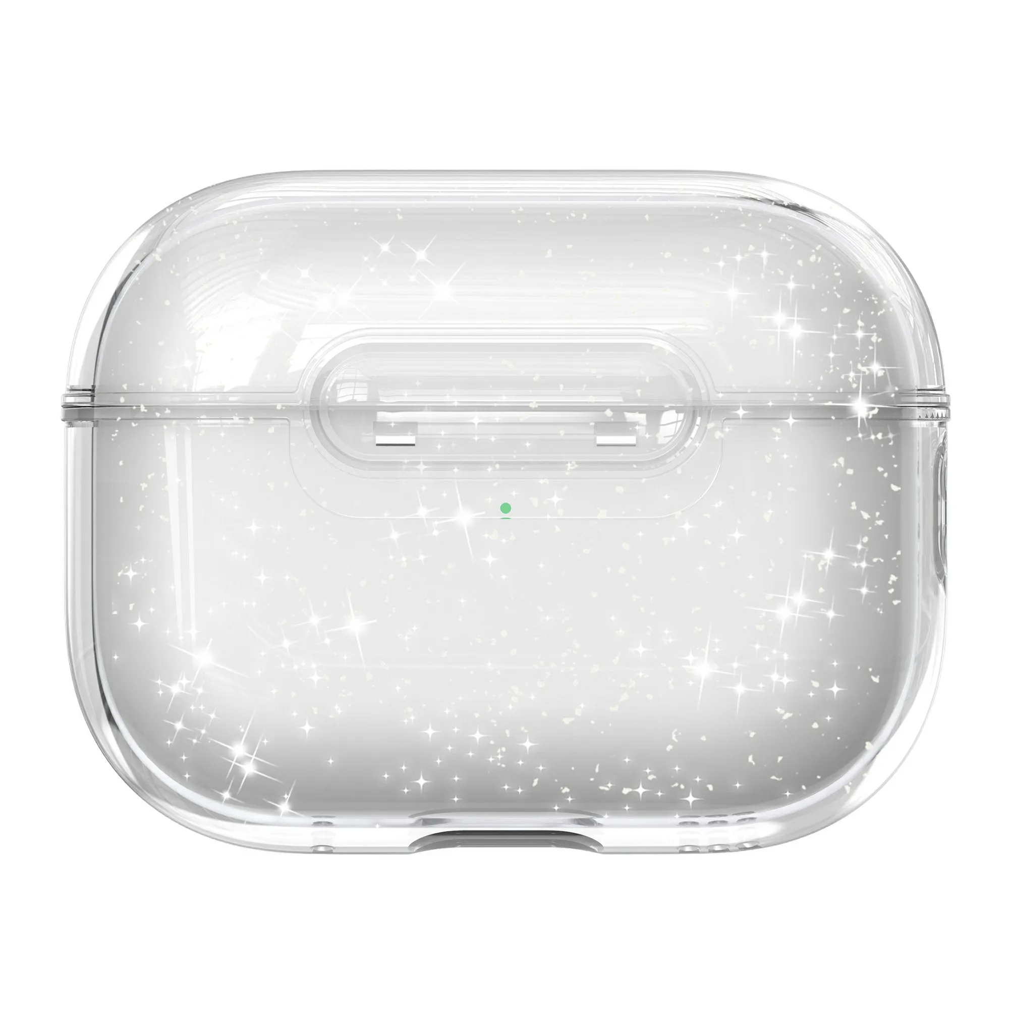 For AirPods Pro 3 Case Clear Gitter TPU PC Shockproof Earphone Cover with Lock Button - Glitter Transparent