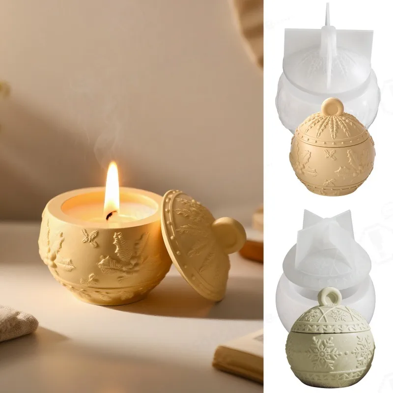 

DIY Resin SiliconeMold For Embossed Berry Snowflake Gypsum Cup Christmas Aroma Mirror Candle Jar Portable Coffee Cup Making Tool