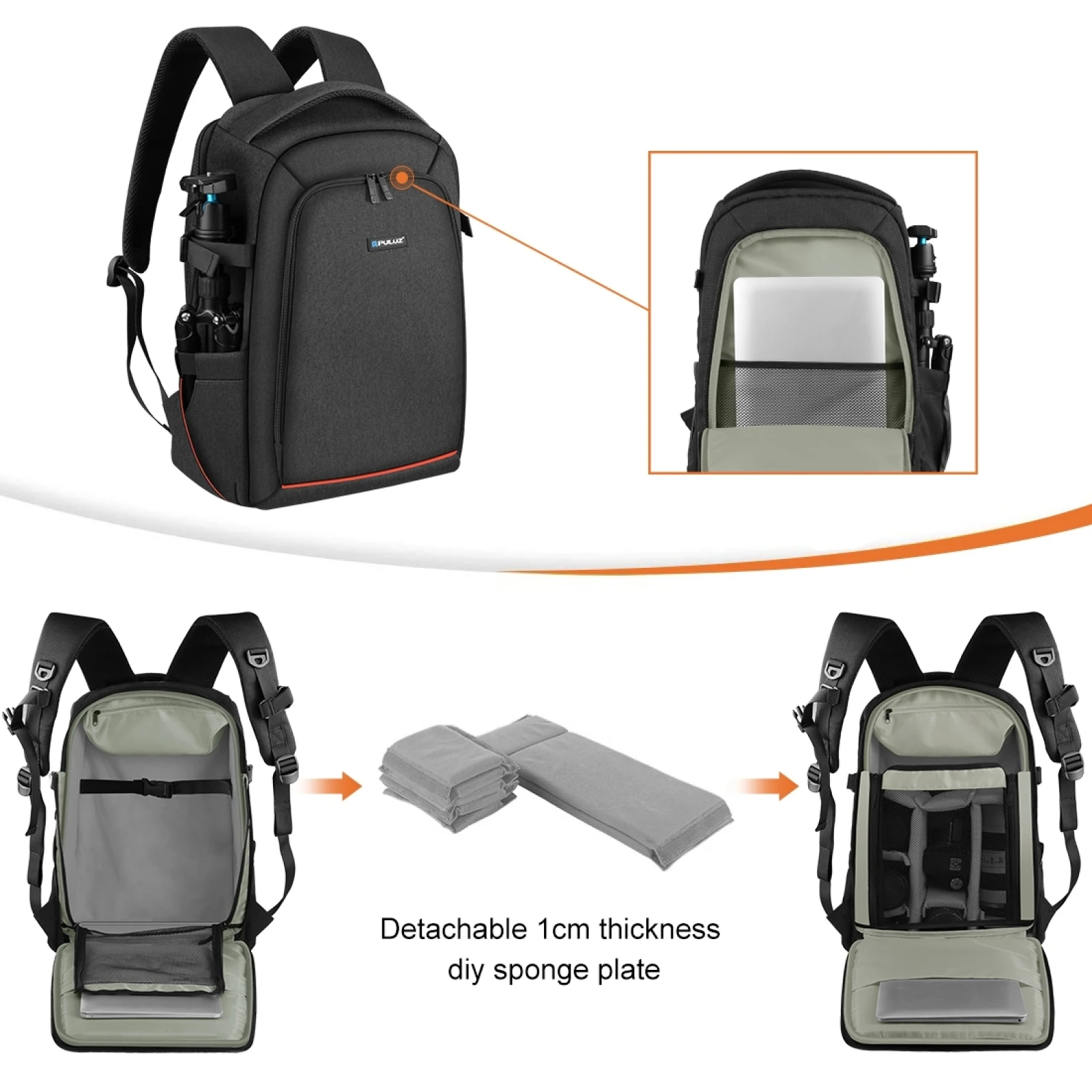 PULUZ Outdoor Portable Waterproof Scratch-proof Dual Shoulders Backpack Handheld PTZ Stabilizer Cameras Bag with Rain Cover