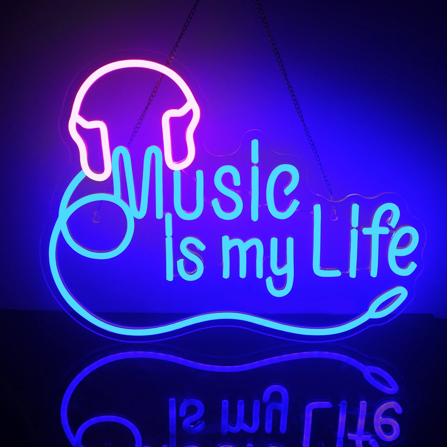 Music is My Life Neon Signs Dimmable Led Light Room Decoration Neon For Music Studio Club Music Party Live Music Bar Wall Decor