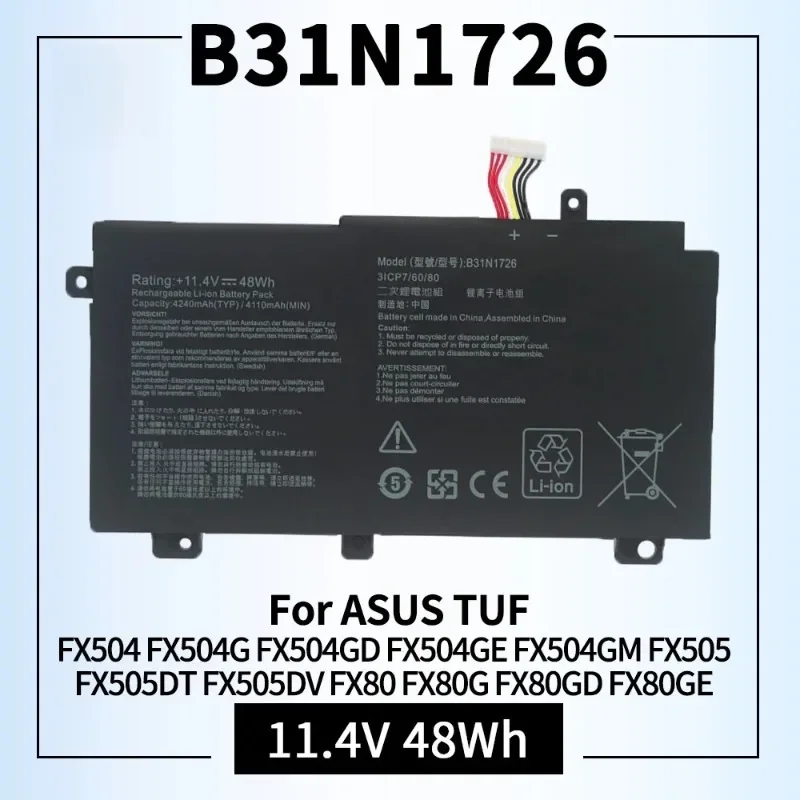 B31N1726 Battery for ASUS TUF Gaming FX504 FX504G FX504GD FX504GE FX504GM FX505 FX505DT FX505DV FX505GE FX80 FX80G