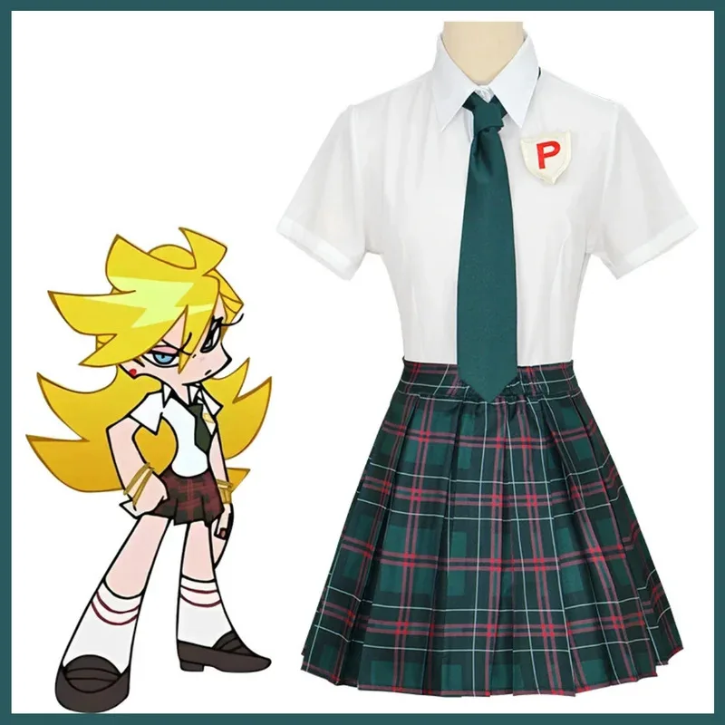 Anime y medias con liguero Panty·Anarchy Cosplay disfraz japonés JK uniforme camisa falda peluca mujer Sexy traje diario 5 5ftu^