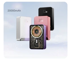 10000mAh Wireless Transparent Power Bank External Auxiliary Battery Fast Charging Magnetic Powerbank For iPhone Xiaomi Samsung