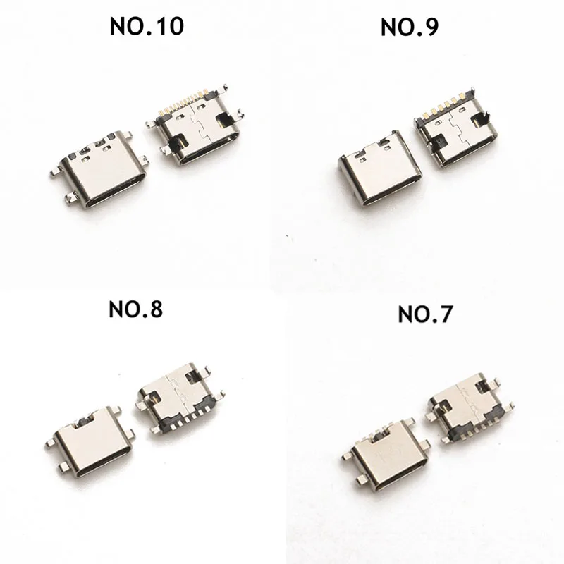 100Pcs/Lot 10Models Type-C USB Charging Dock Connectors Mix 6Pin and 16Pin Use for Phone and Digital Product Repair Kits