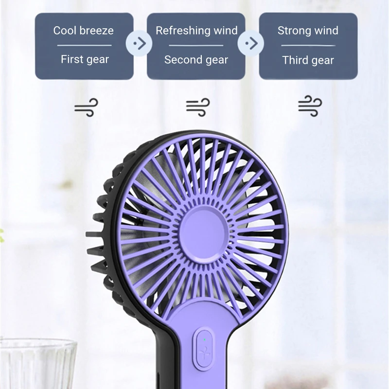 Открытый портативный мини ручной вентилятор USB Перезаряжаемый 2000mAh с батарейным питанием беспроводной электрический вентилятор с воздушным охлаждением