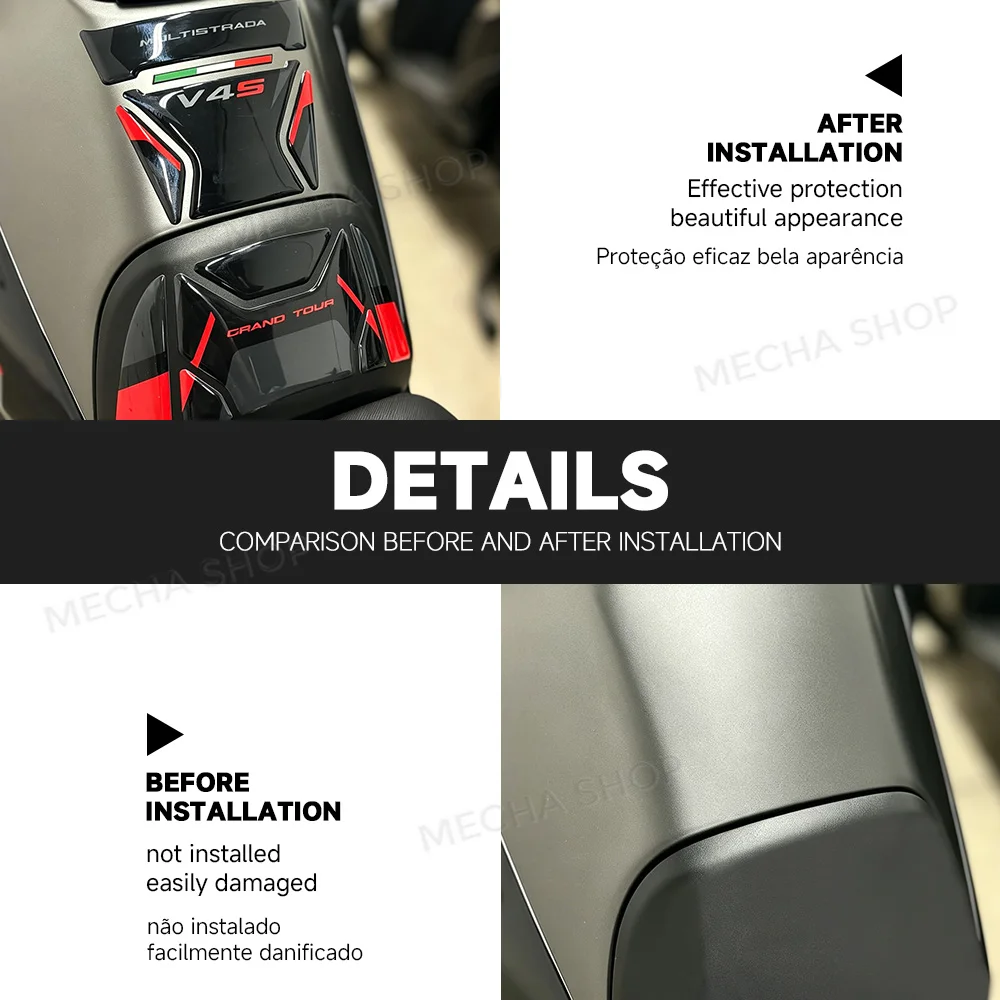 Motorcycle Accessory Sticker 3D Tank Pad Decal Kit For Multistrada V4 S V4S Grand Tour 2024 2