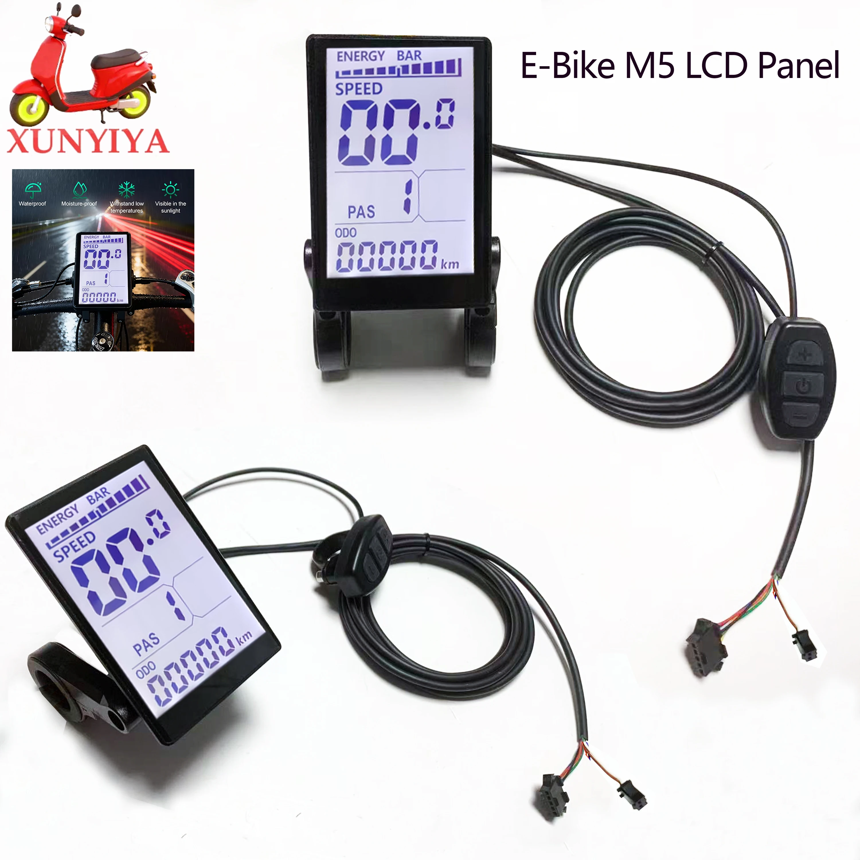 AliExpress NONE 24V 36V 48V 60V E-Scooter M5 LCD Display Panel Screen for 22.2 mm Handlebars ; for UART 2 Communication Protocol E-Bike repair