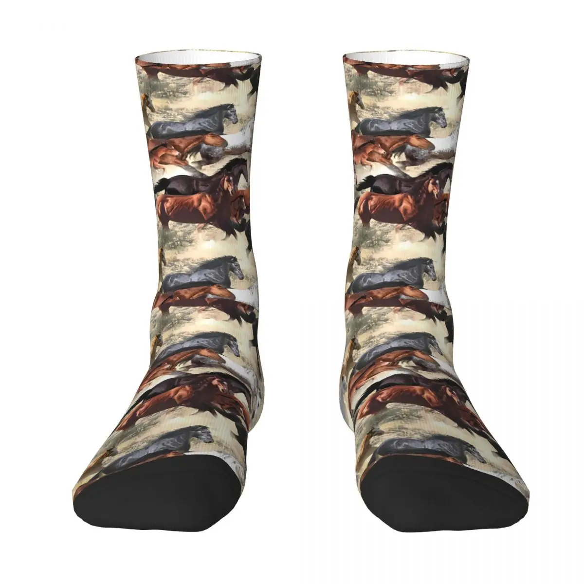 Oil Painting Wild Horse Socks Leisure Stockings Autumn Non Slip Women Men Socks Medium Soft Pattern Climbing Socks