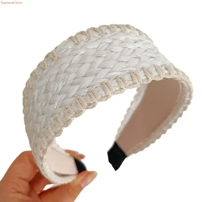 Q5WE Knotted Headband Woven Straw for K-POP Party Decorations for Music Festivals