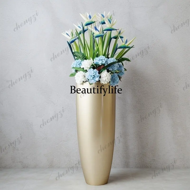 A95 modern fiberglass floor-to-ceiling large vase shopping mall hotel Meichen soft decoration ornament