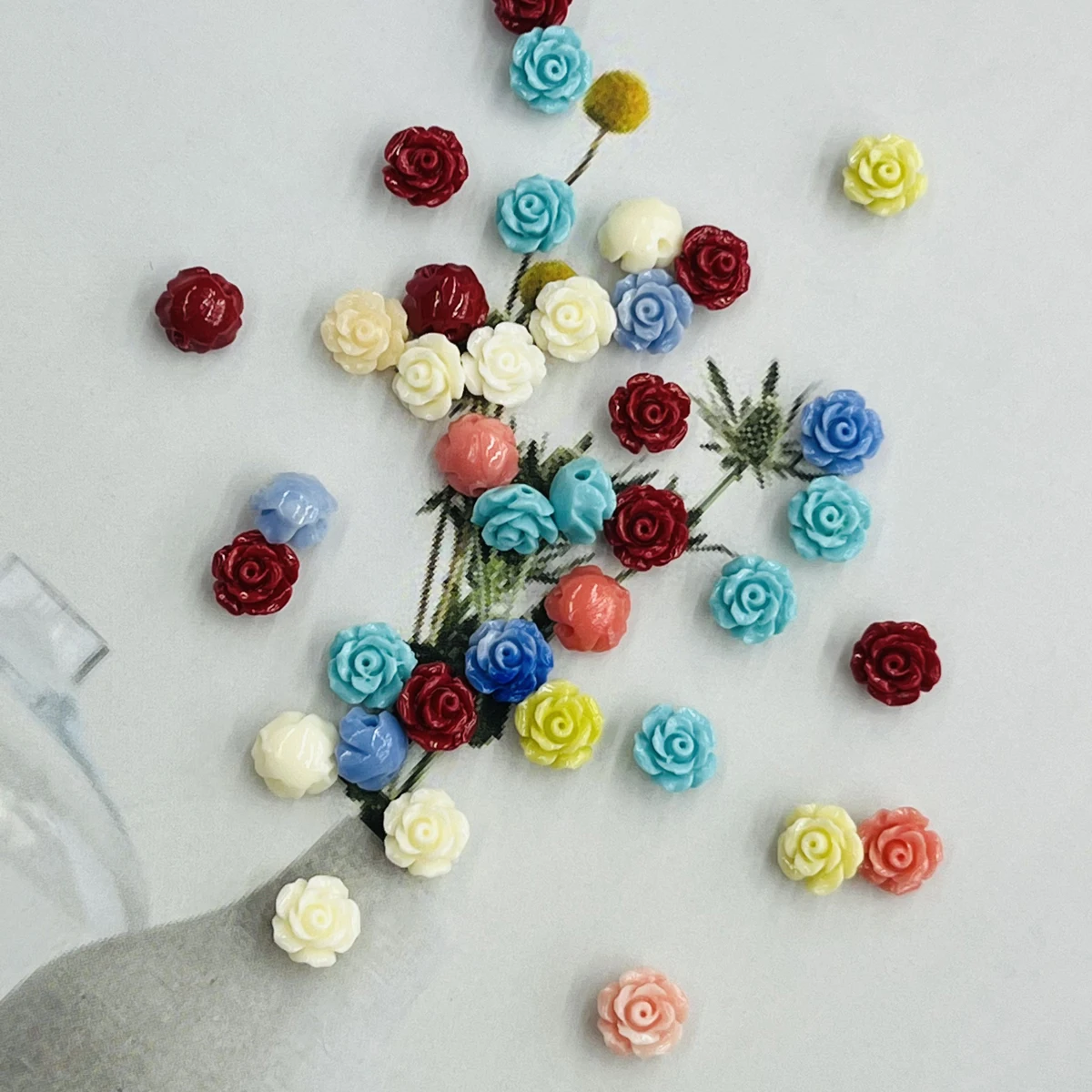 

100pcs/bag Flower Coaral Beads 10mm Imitation Coral Loose Spacer Beaded for Making DIY Jewelry Necklace Bracelet Accessories