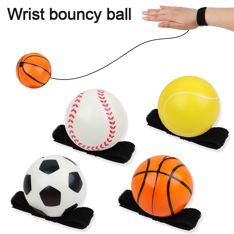 

Wrist Bouncy Ball Strap Rope PU Basketball/Soccer/Tennis/Baseball Throwing Ball Adjustable Wrist Strap Kid Outdoor Game Sports