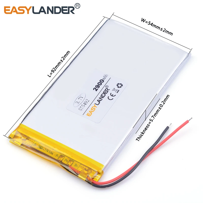 3,7 В 2900 мАч 575492   Перезаряжаемая литий-ионная полимерная батарея