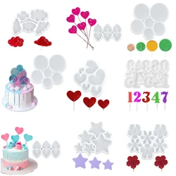 Epoxy Resin Lollipop Mold Star Heart Numbers Round Flowers Silicone Molds for Hard Candy Cake Decorating Sugarcraft Tools