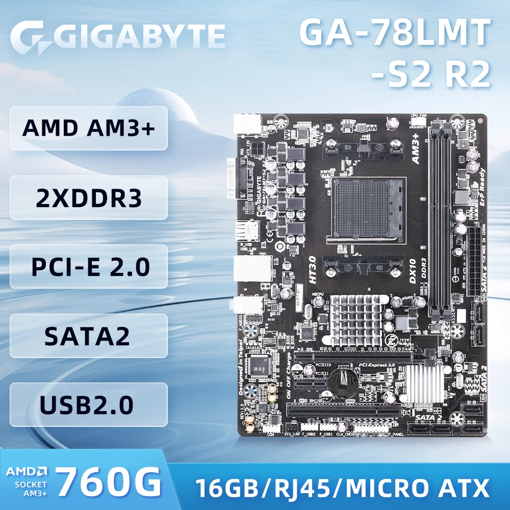 Gigabyte GA-78LMT-S2 R2 motherboard, AM3+ slot Support for AMD AM3 Phenom II processor/AMD Athlon II processor DDR3 1333MHz ATX