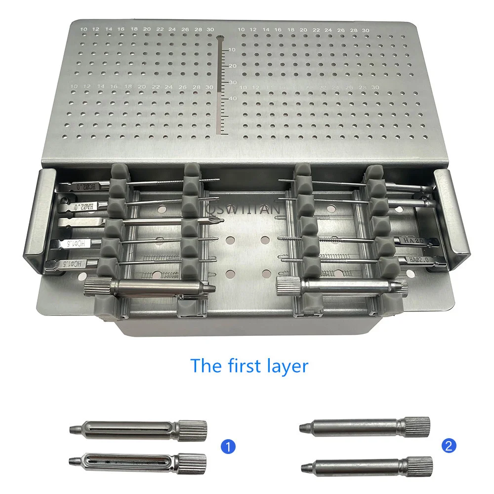 Zestaw instrumentów ortopedycznych 2,5 mm-2,7 mm Mini zestawy płytek blokujących do chirurgii urazowej kości palca ze stali nierdzewnej