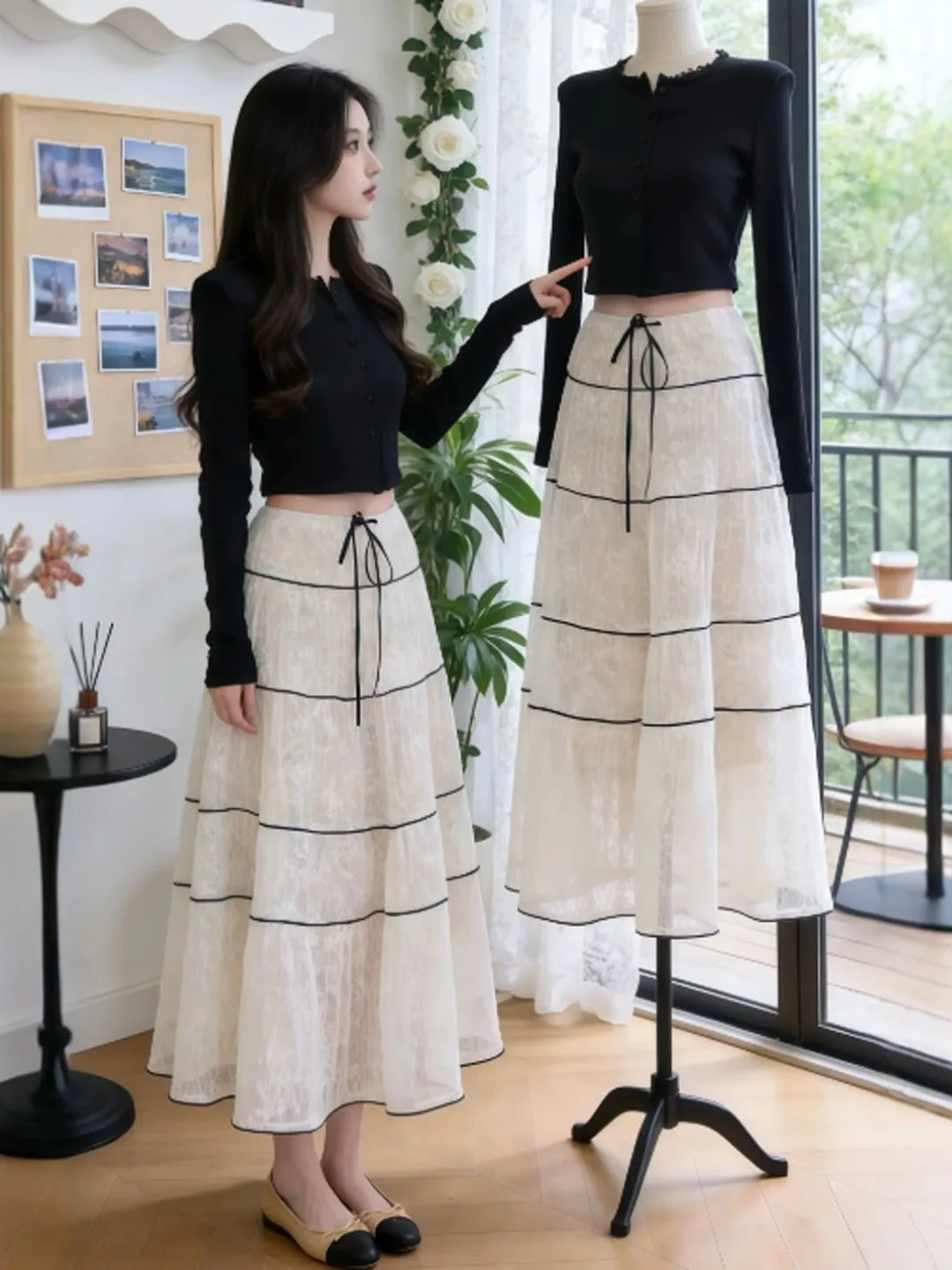 

French Style Comfortable Spring Outfit Women's Short Sleeve Top And High Waist Skirt Set Age Reduction Whole Set Ootd Spring ...