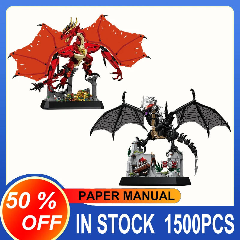 

MOC 99001 Red Dragon Black Dragon Game Movie Model Building Blocks Birthday Gift Toy for Boys