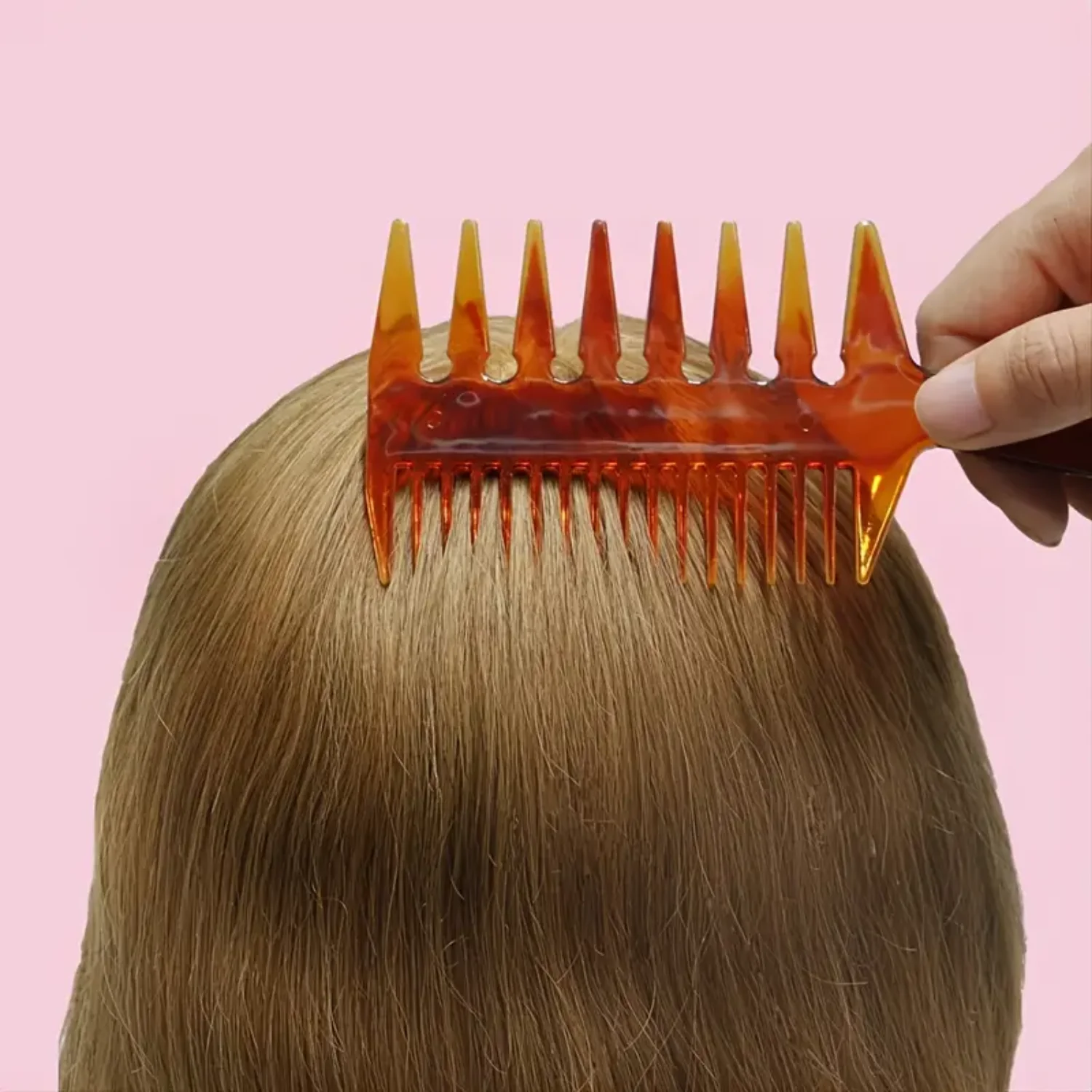 Pettine per capelli in plastica a forma di osso a coda di pesce 3 in 1 a doppio lato - Strumento super styler per una struttura perfetta dei capelli