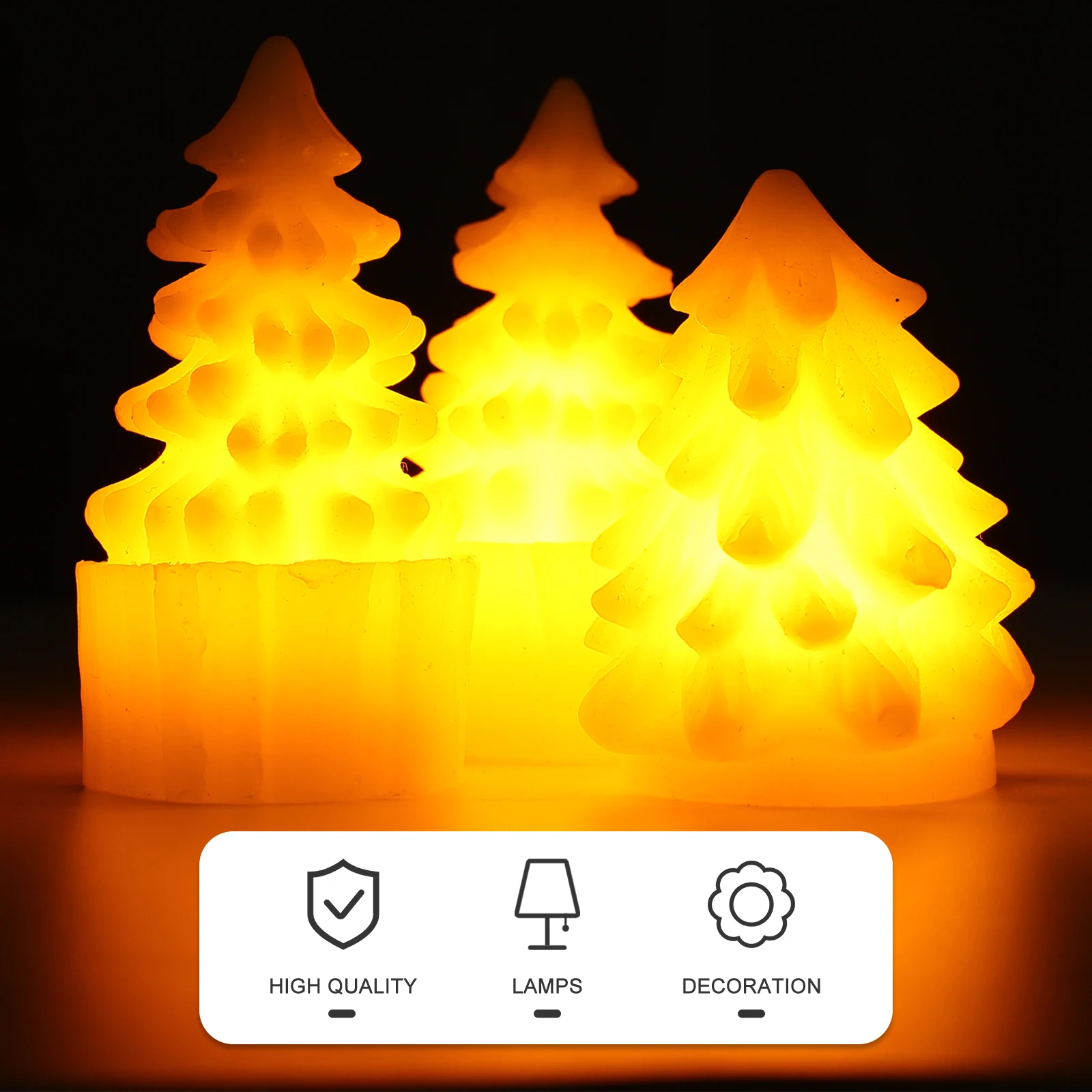 3 Pcs Electronic C Light LED Christmas Decorative Night Party Lighting Wax Simulated Centerpieces for Home Garden Church
