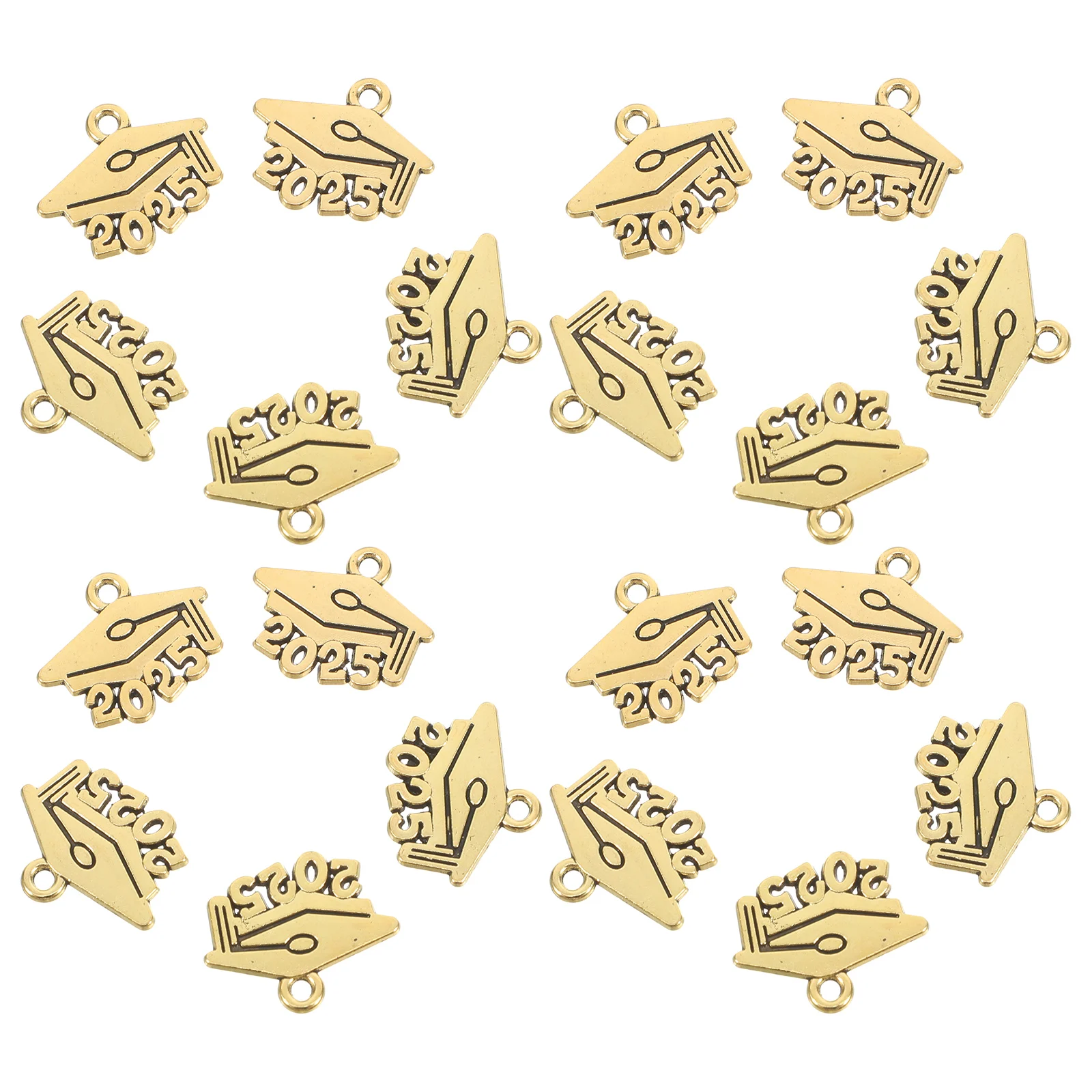 

100pcs Graduation Cap Pendant 2025 Alloy Charms for Necklace Bracelet Keychain Crafts Year Charm Jewelry Accessories
