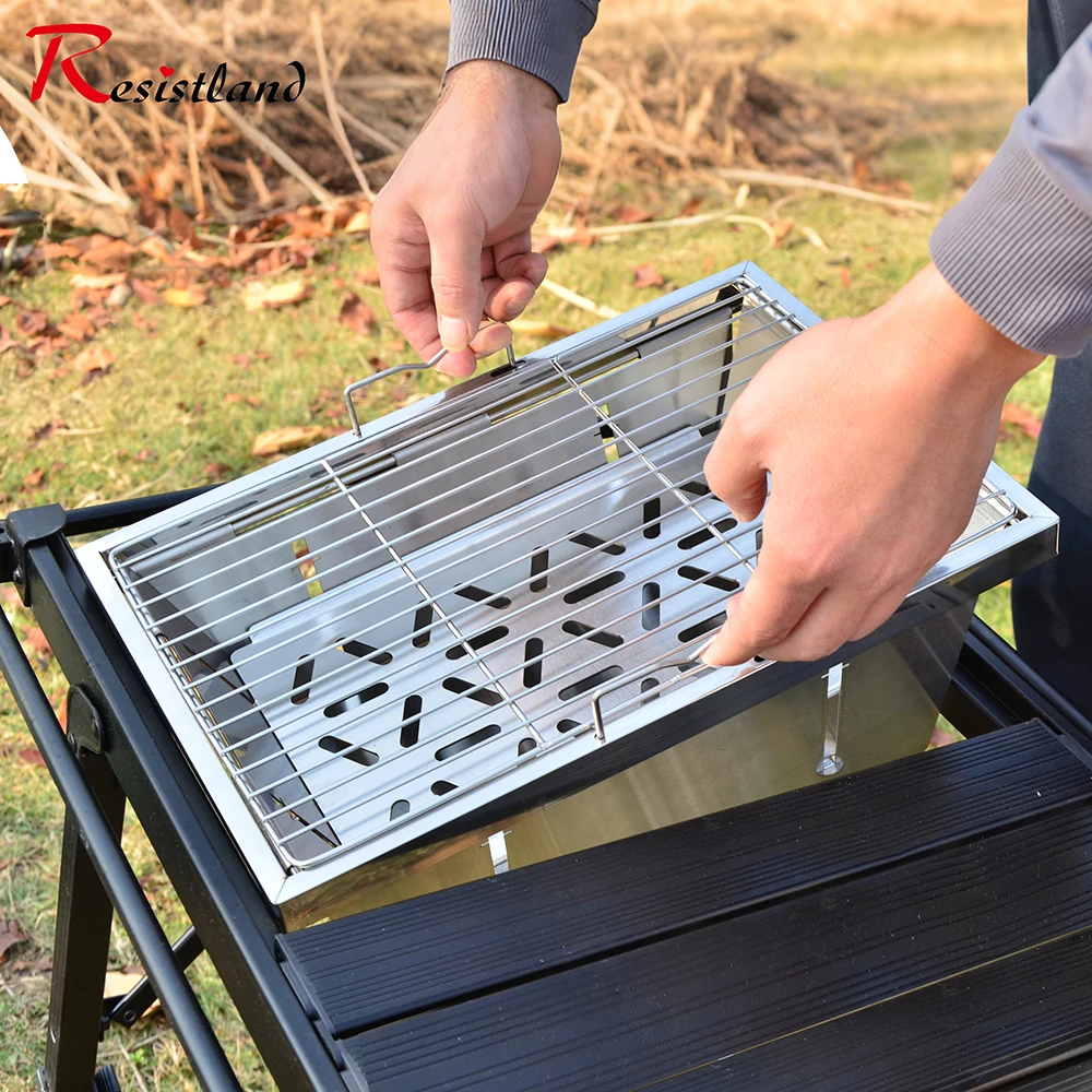 New Design IGT Barbecue Grill Folding Charcoal Firewood Stove Heater Portable Camping Picnic Cookware Stainless Steel BBQ Rack