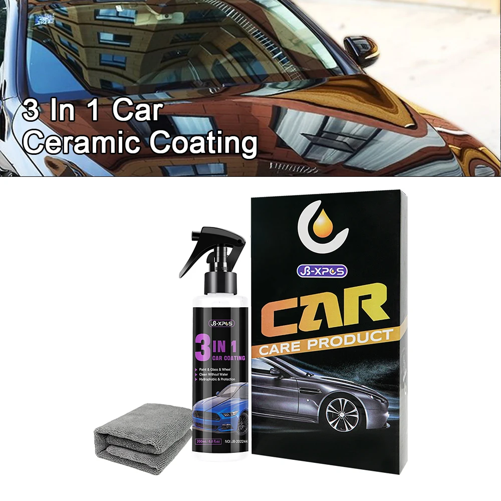 

3 In 1 Ceramic Coating For Cars Spray Hydrophobic Intense Gloss Shine For Paint&Glass&Tires&Wheels Anti Rain Car Care Wax