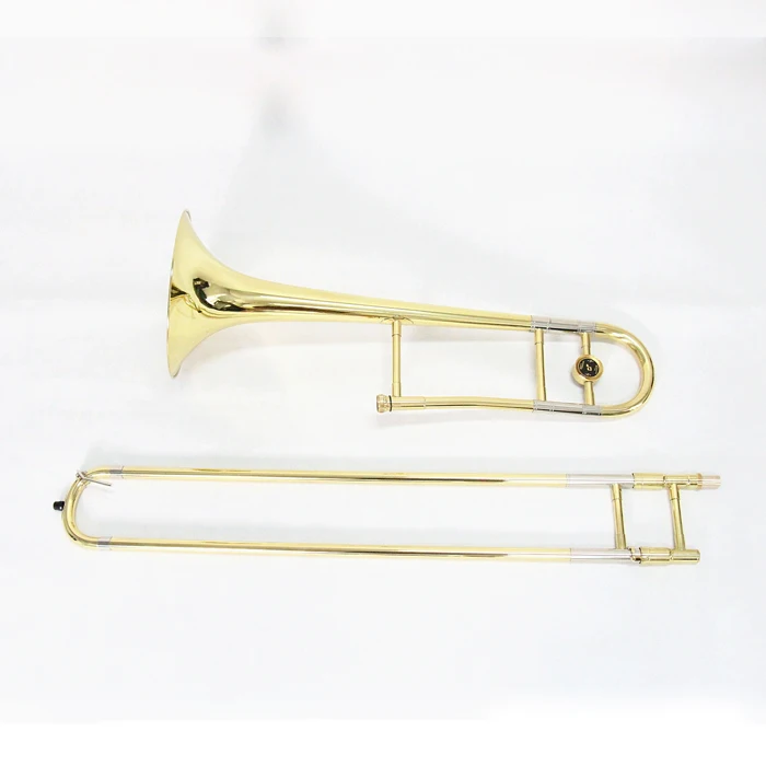 

High Quality Tenor Trombone Bb Gold Lacquered Brass Body Professional Wind Instrument For And School