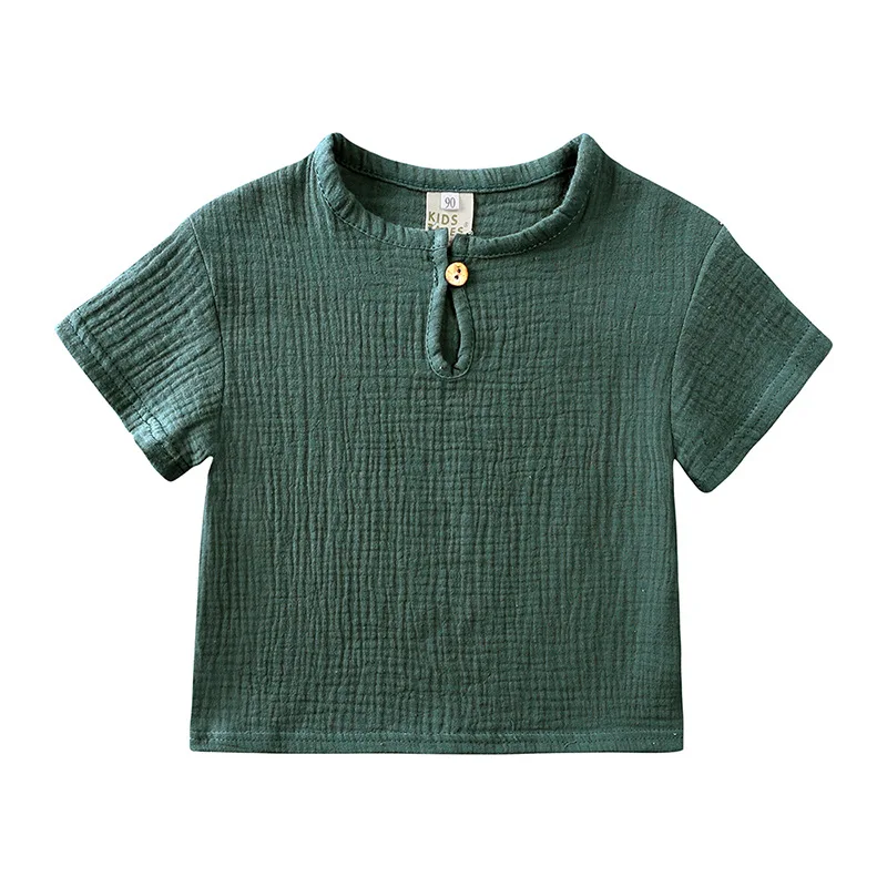 2 قطعة الأطفال قصيرة الأكمام بلايز السراويل مجموعات الصيف الاطفال ملابس طفل الفتيان القطن الكتان تي شيرت رياضية موضة الأولاد وتتسابق