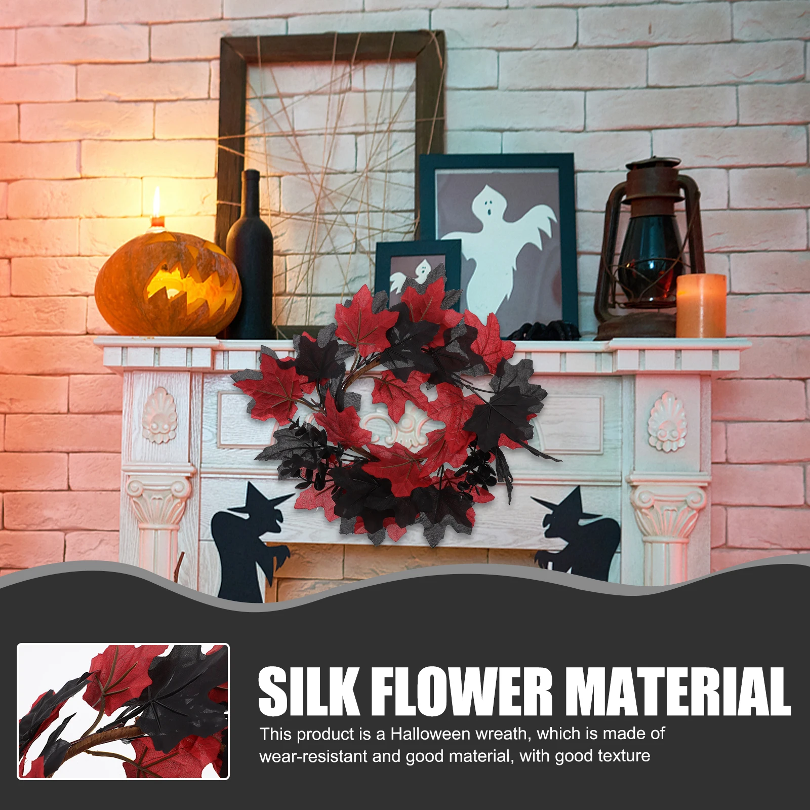 

Fake Front Door Decoration Maple Leaf For Home Wall Outdoor Halloween Party Supplies Gothic Wreath Simulated Halloween