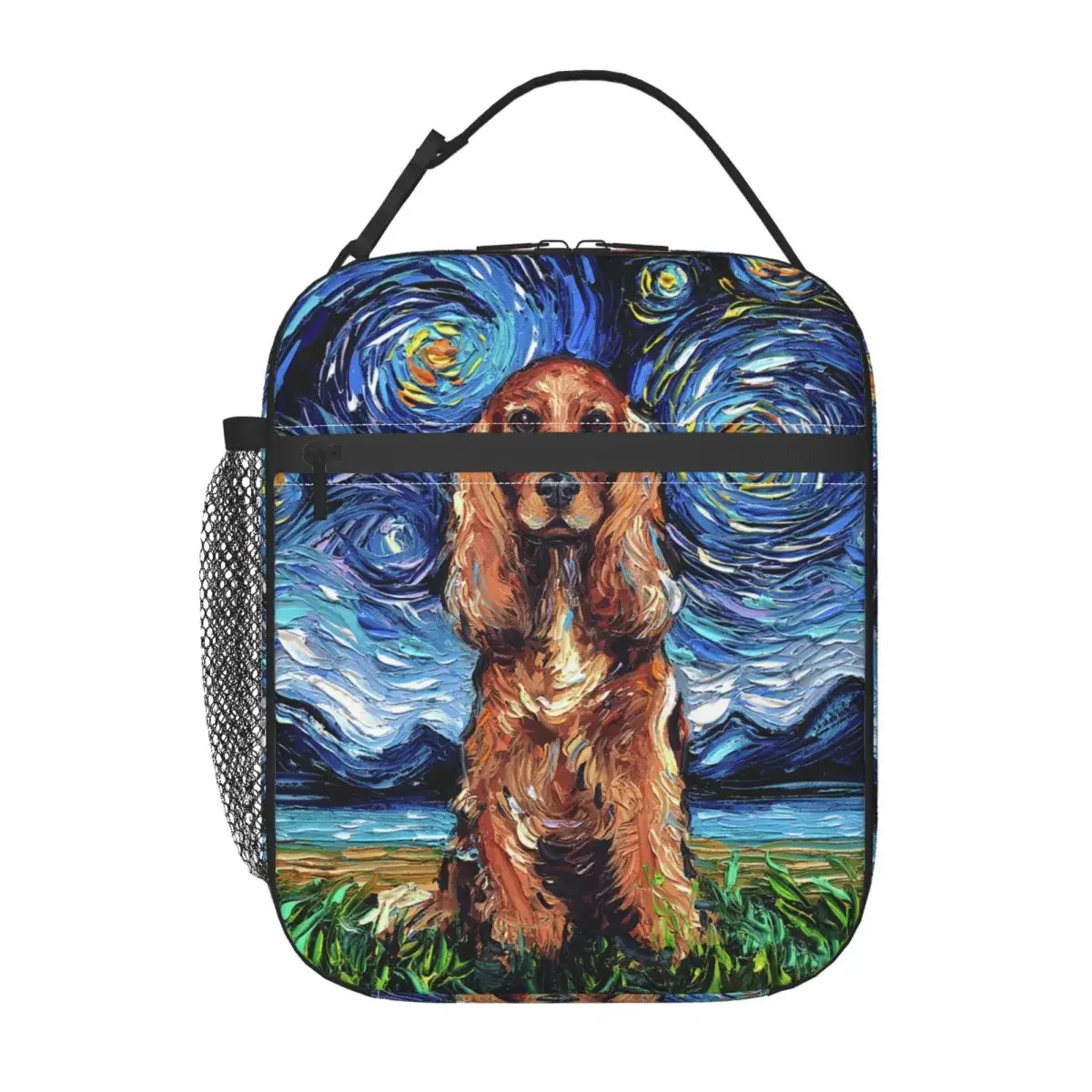 Red Cocker Spaniel Starry Night Insulated Lunch Bag Leakproof Pet Dog Lover Cooler Thermal Bento Box Beach Camping Travel