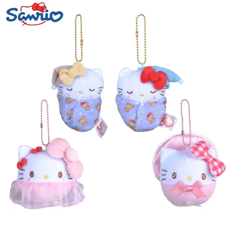 Sanrio Hello Kitty Swaddling Toys Keychain Kawaii 50Th Anniversary Kitty Pendant Keyring Girls Bags Keychains Christmas Gifts