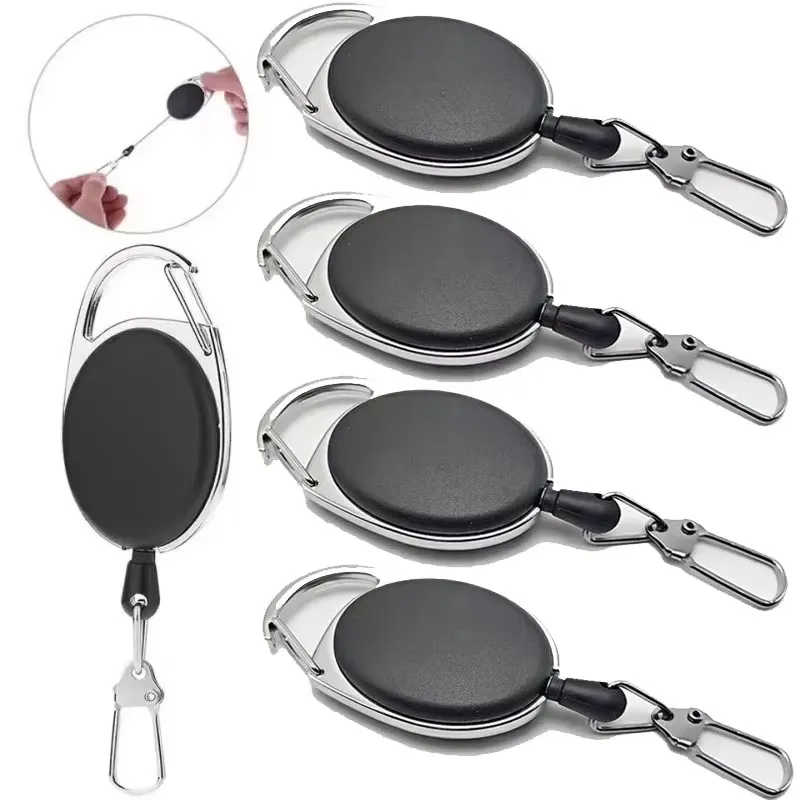 3/5/10/20pcs Elastic Key Chain Fly Fishing Retractor Tools Extractor Keeper Retractable Key Chain Zinc Alloy Key Rings