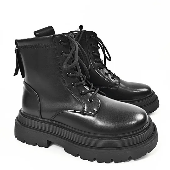 

Новые женские модные зимние ботинки 2026 года: повседневные кожаные ботинки на молнии с плюшевой подкладкой для женщин