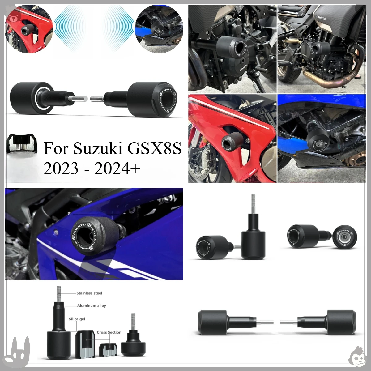 

Crash Protection Bobbins For Suzuki GSX 8S 2023 - 2024 Motorcycle Handlebar Grips Bar End Plugs Caps Sliders Accessories