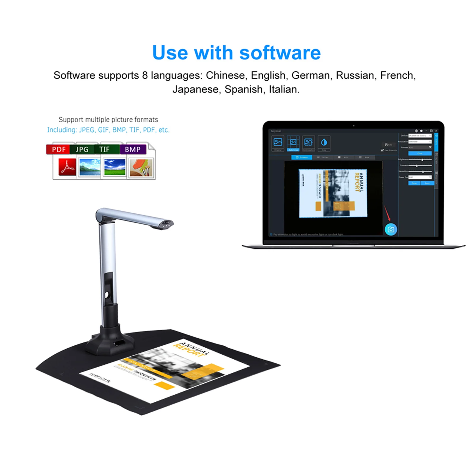 BK52 Portable Book & Document Camera Scanner Capture A3 HD 10 Mega-pixels USB 2.0 High Speed Scanner w/ LED Light for ID Cards