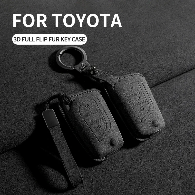 Suede Cars Key Case Cover For Toyota Auris Corolla Reiz Avensis Rav4 Levin Camry Verso Yaris Scion Aygo Protector Keychain Shell