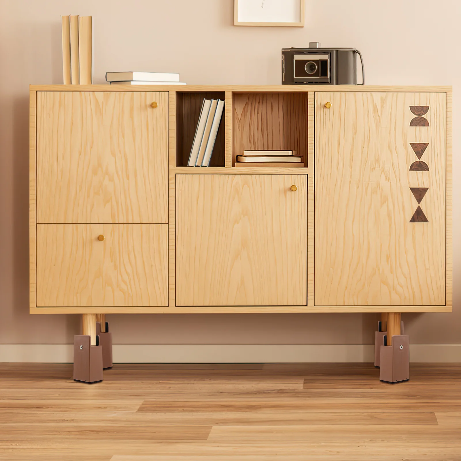 

4 pcs Furniture Leg Risers Adjustable Height Chair Extenders Heavy Duty Bed Risers For Desk Sofa Table Wood Style Square