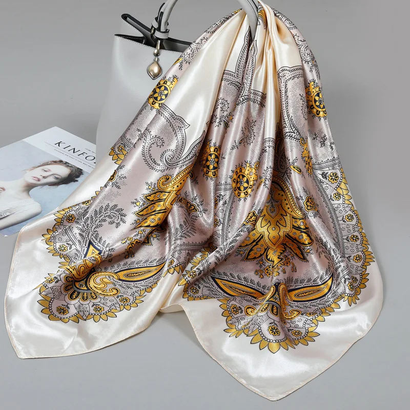 

90 Large Square Silk Scarf for Women 2025 New Spring and Summer High-End Korean Style Versatile Thin Scarf Shawl