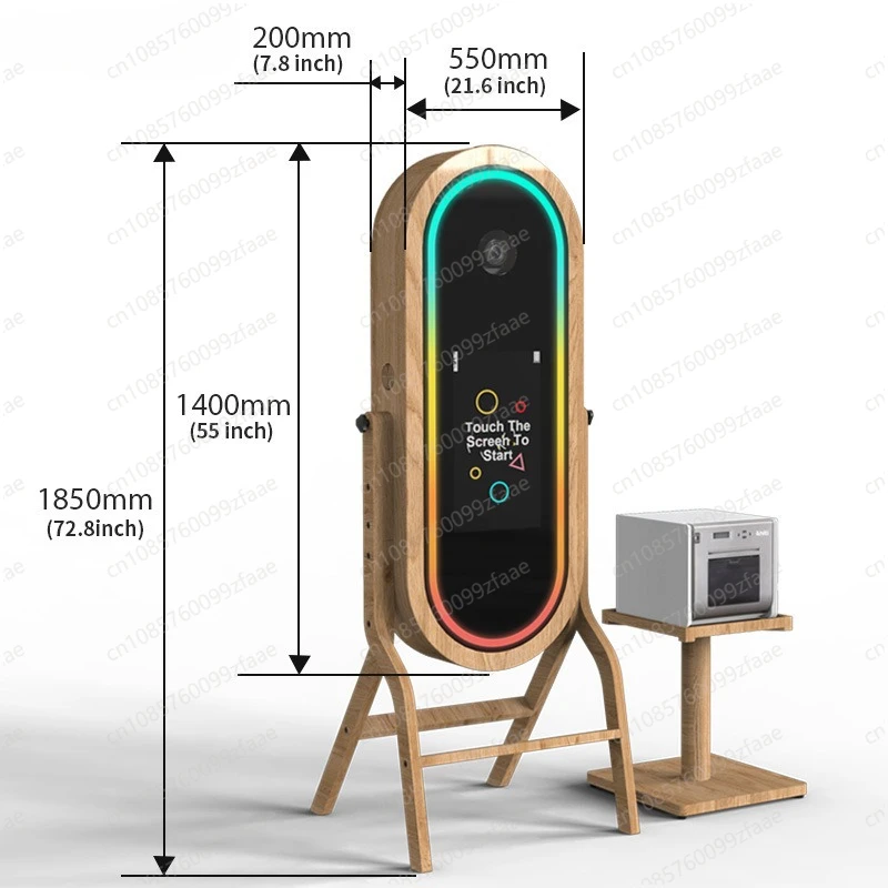 كاميرا صور مرآة من الخشب والحبوب، ملصق برأس كبير، طابعة تفاعلية، علامة معرض الأعمال في كشك الصور #3