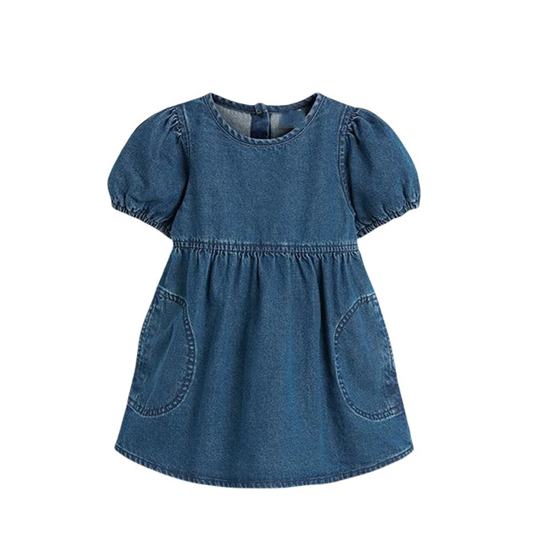 Little maven Girls Denim Dress Children Casual Dresses Solid Colors School Student Dress Kids Clothes